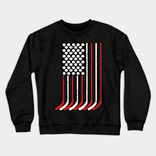 Vintage American Flag Hockey Apparel 4th July Men Boys USA Crewneck Sweatshirt